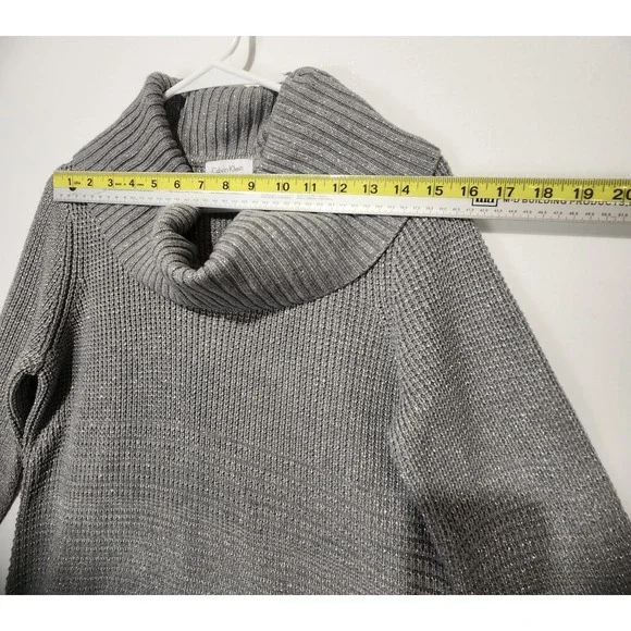Calvin Klein Women's Classic Tutle Neck Elegant Cozy Gray Sweater Size M - Picture 5 of 9